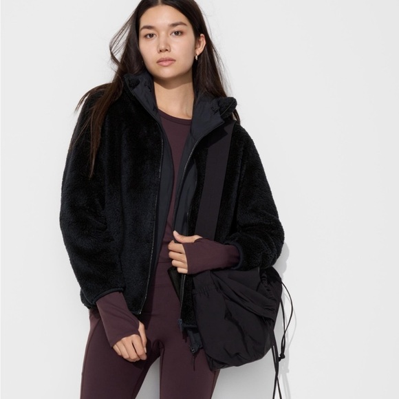 Uniqlo Fluffy Yarn Fleece Full-Zip Jacket, Black, M - Picture 1 of 6